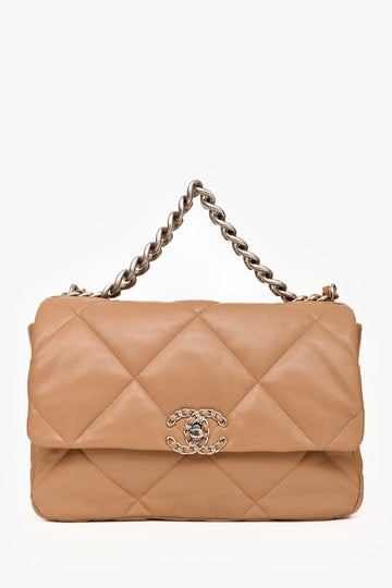 Chanel™ Brown Goatskin Large 19 Flap Bag