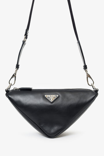 Prada Black Softy Calfskin Triangle Shoulder Bag