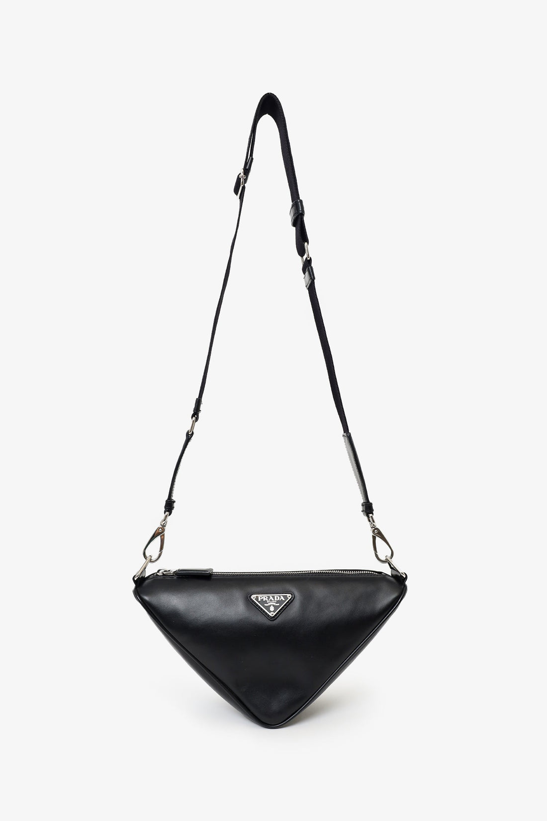 Prada Black Softy Calfskin Triangle Shoulder Bag
