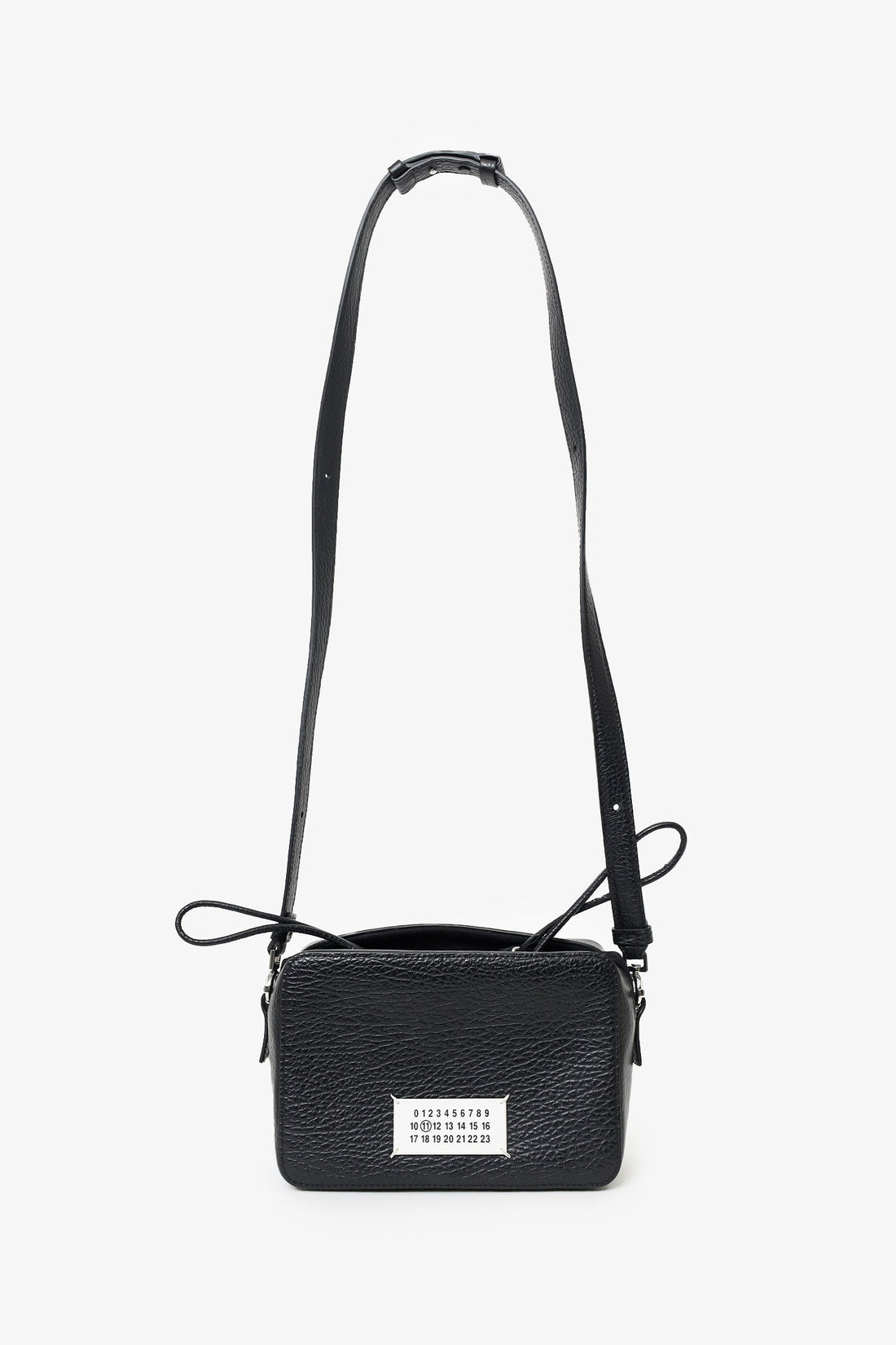 Maison Margiela Black Leather/Canvas Logo Patch Small Satchel Bag