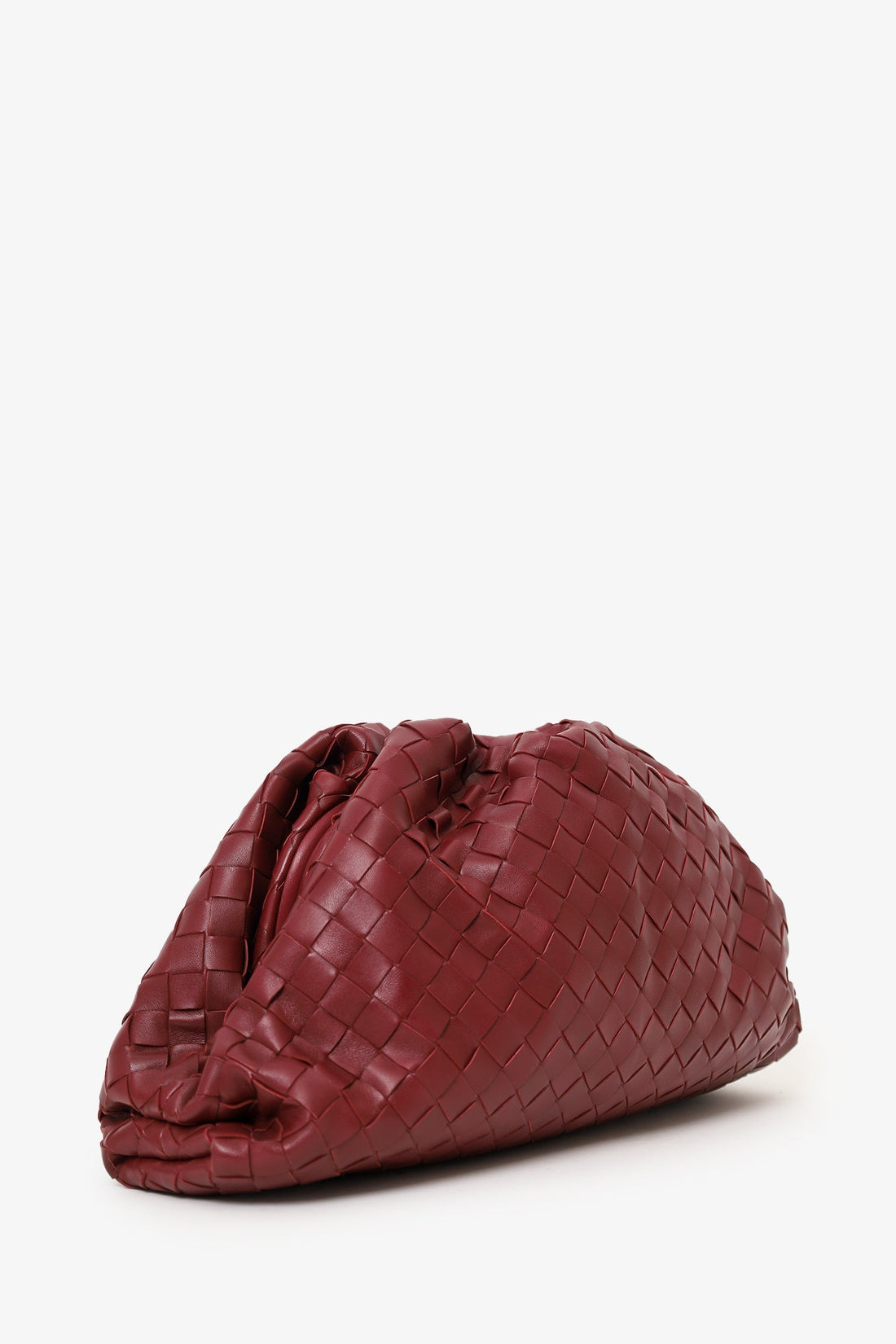 Bottega Veneta Burgundy IntrSSciato Leather Pouch