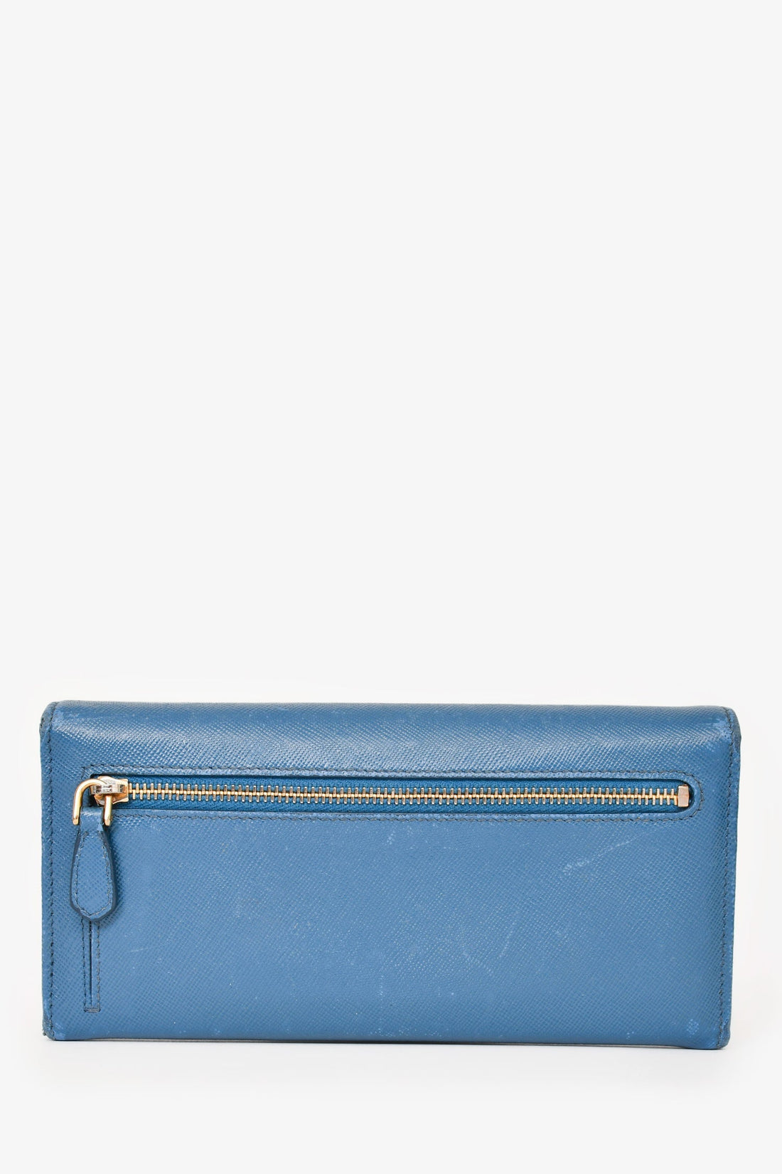 Prada Blue Saffiano Leather Long Wallet (As Is)