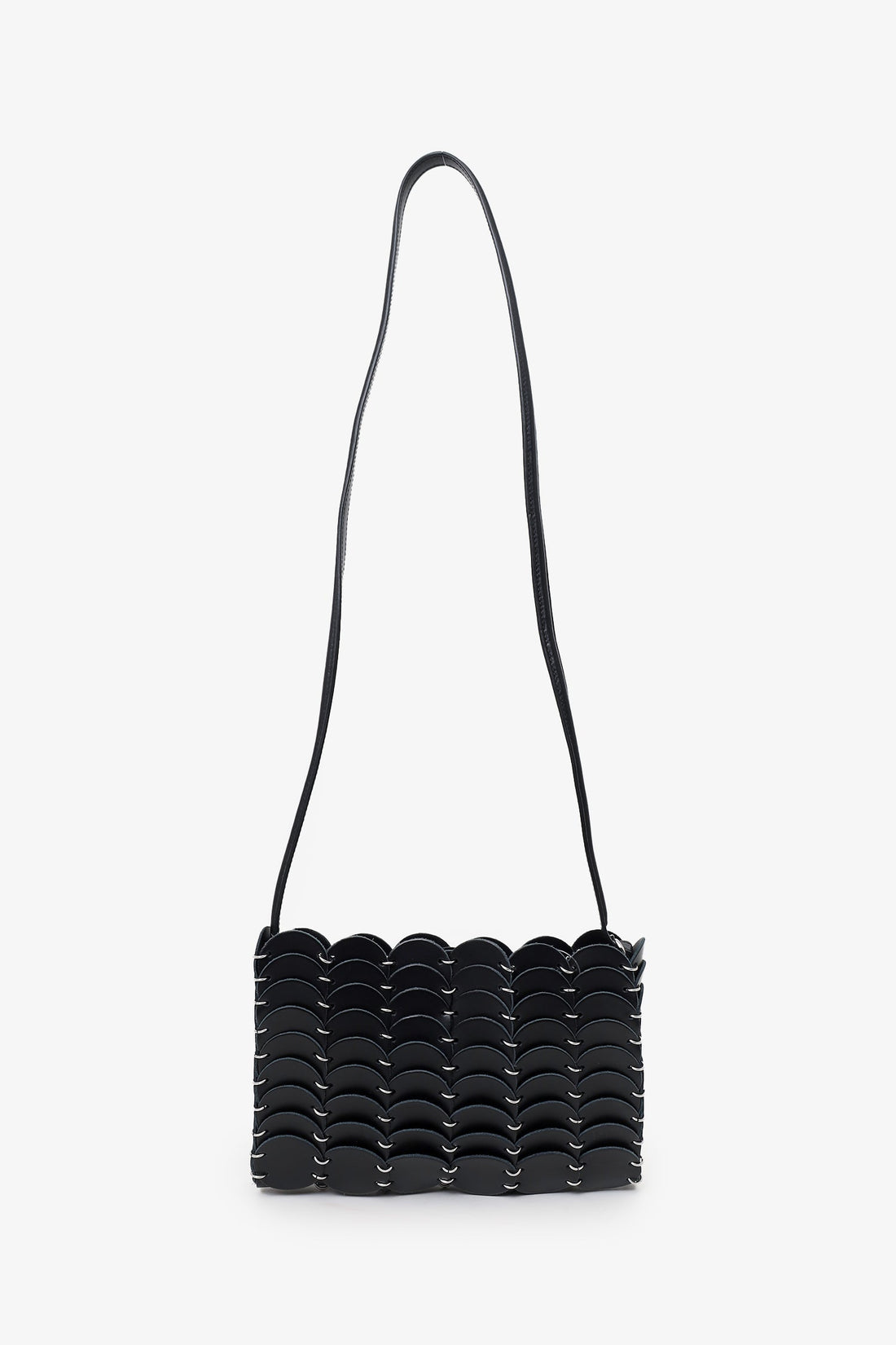 Paco Rabanne Black Leather Disc Crossbody Bag