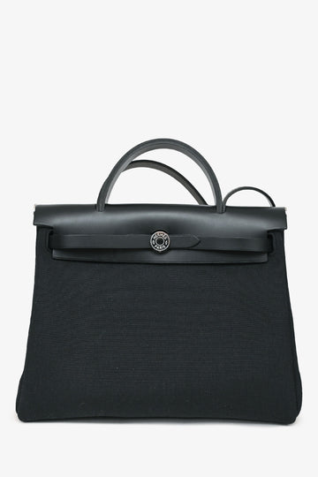 Hermès 2020 Black Toile Canvas/Leather Herbag 31