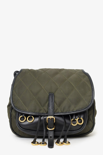 Prada Green Nylon/Leather Quilted Impunture Corsaire Crossbody