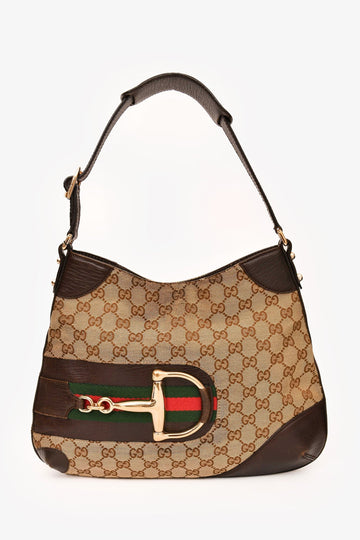 Gucci Monogram Leather Trim 'Hasler' Shoulder Bag