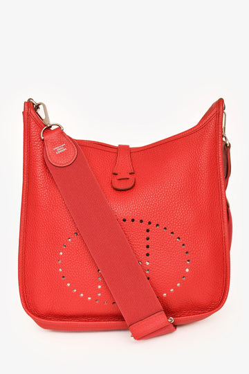 Hermès 2010 Red Clemence Leather Evelyne 29