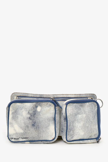 Off-White Blue Denim Cordura Logo Print Belt Bag (As Is)