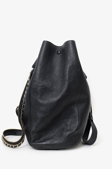 Jimmy Choo Black Leather Chain Detail Convertible 2Way SSho Shoulder Bag/Backpack (As Is)