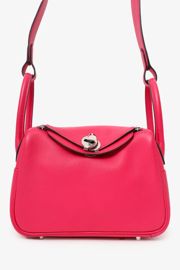 Hermes 2021 Rose Mexico/Rouge Piment Swift Leather Mini Lindy