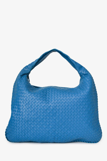 Bottega Veneta Teal Leather Extra Large IntrSSciato Shoulder Bag