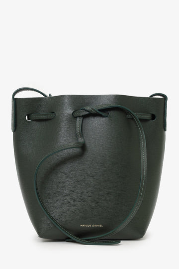 Mansur Gavriel Dark Green Leather Bucket Bag