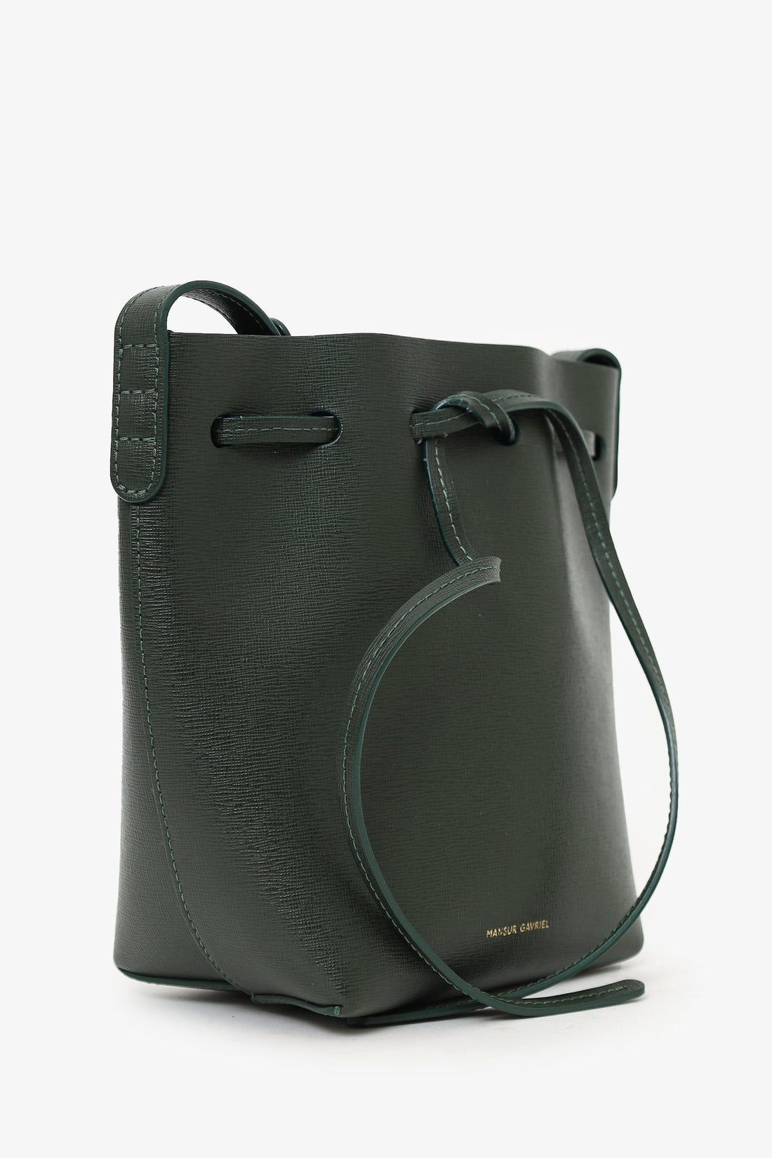 Mansur Gavriel Dark Green Leather Bucket Bag