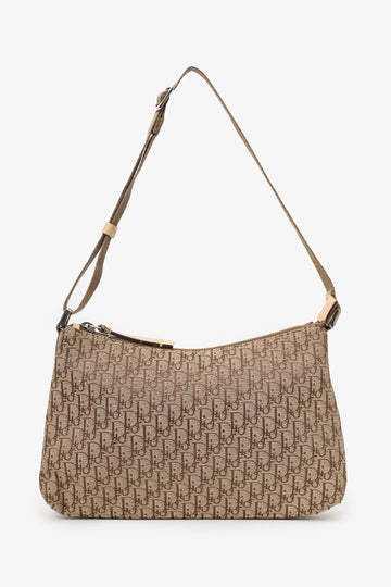 Christian Dior 2004 Beige Oblique Canvas Trotter Pochette Shoulder Bag