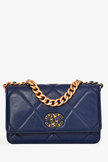 Chanel™ Navy Lambskin 'Chanel 19' Wallet on Chain