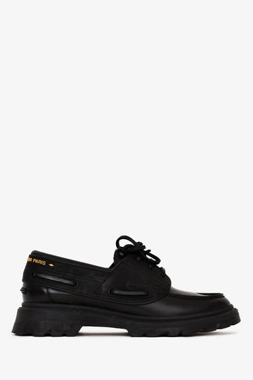 Christian Dior Black Leather Derby Boat Shoes Size 37