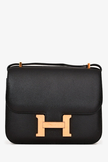 Hermès 2020 Black Epsom Leather Constance Mini 18