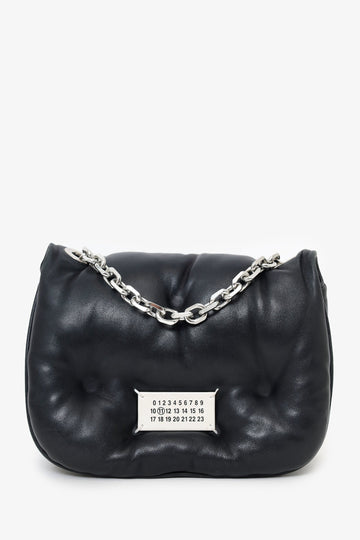 Maison Margiela Black Leather Glam Slam Mini Puffy Flap Bag (As Is)