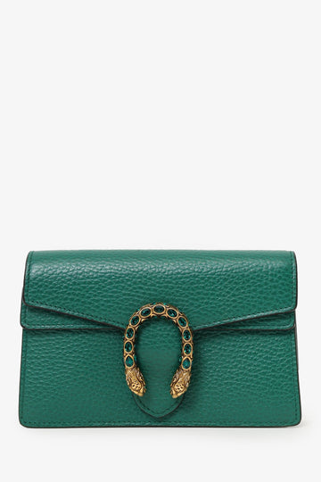 Gucci Green Leather Super Mini Dionysus Crossbody