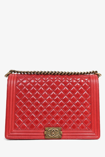 Chanel™ 2012-13 Red Leather Large Boy Bag