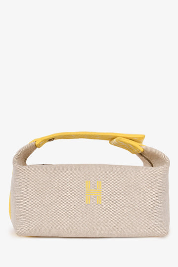 Hermès Beige/Yellow Canvas Bride-A-Brac Small Case