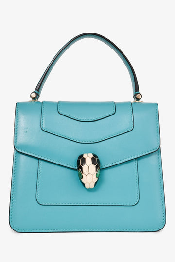Bvlgari Blue Leather 'Forever Serpenti' Top Handle with Strap