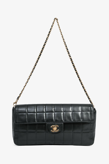 Chanel™ Black Lambskin Chocolate Bar East West Flap Bag