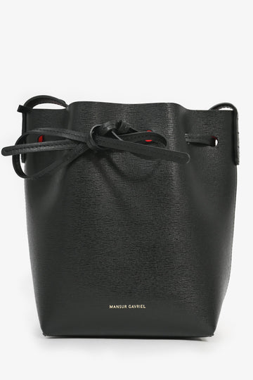 Mansur Gavriel Mini Black Faux Leather Bucket Bag