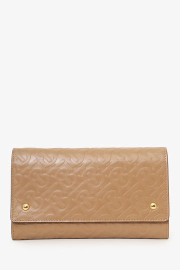 Burberry Brown Leather 'TB' Embossed Hazelmere Wallet On Strap