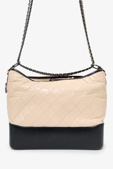 Chanel™ Beige/Black Medium 'Gabrielle' Multichain Hobo Bag