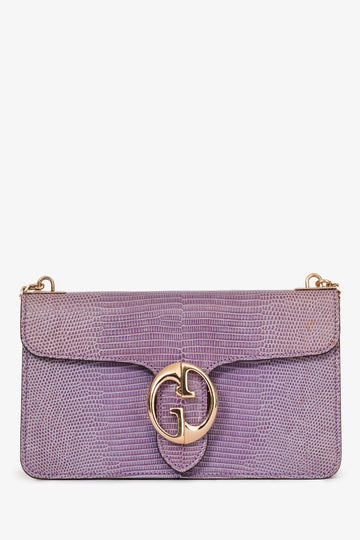 Gucci Purple Lizard Leather 1973 East West Chain Bag