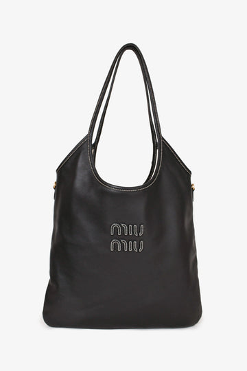 Miu Miu Black Leather Ivy Tote Bag