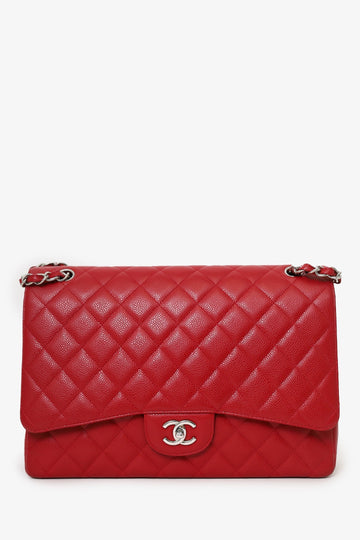 Chanel™ 2009-10 Red Caviar Maxi Double Flap Shoulder Bag