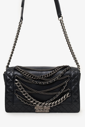 Chanel™ 2014 Black Leather Reverso Enchained Large Boy Bag