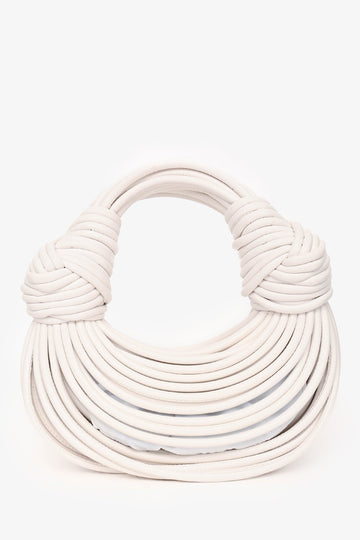 Bottega Veneta White Double Knot Leather Top Handle