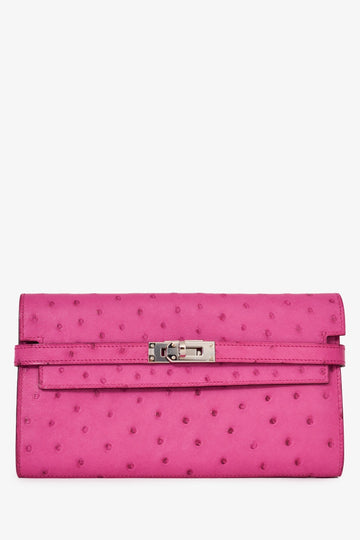 Hermès 2018 Fuscia Pink Ostrich Leather Kelly Wallet