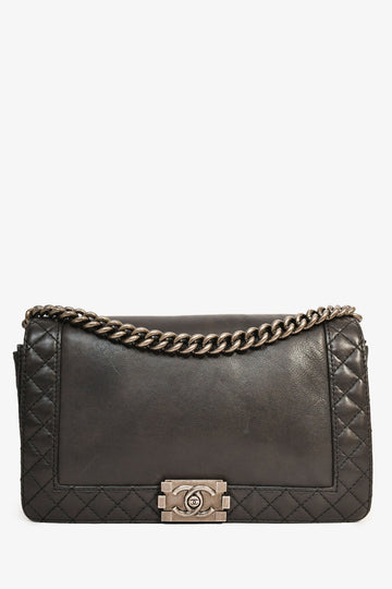 Chanel™ 2013-14 Black Leather Reverso Medium Boy Bag