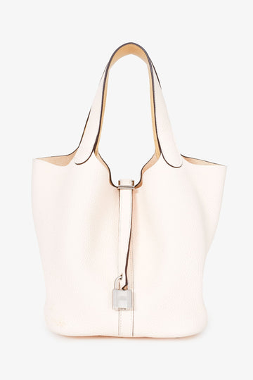 Hermès 2020 White Clemence Leather Picotin Lock 22