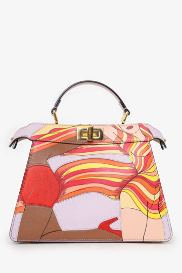 Fendi 2022 Multicolour Leather Small Bikini Girls Peekaboo ISeeU Bag With Strap