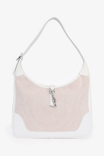 Hermès 2002 Cream Canvas/Leather Trim Hobo Shoulder Bag