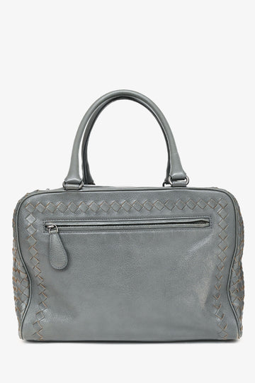 Bottega Veneta Grey IntrSSciato Leather Zip Bag