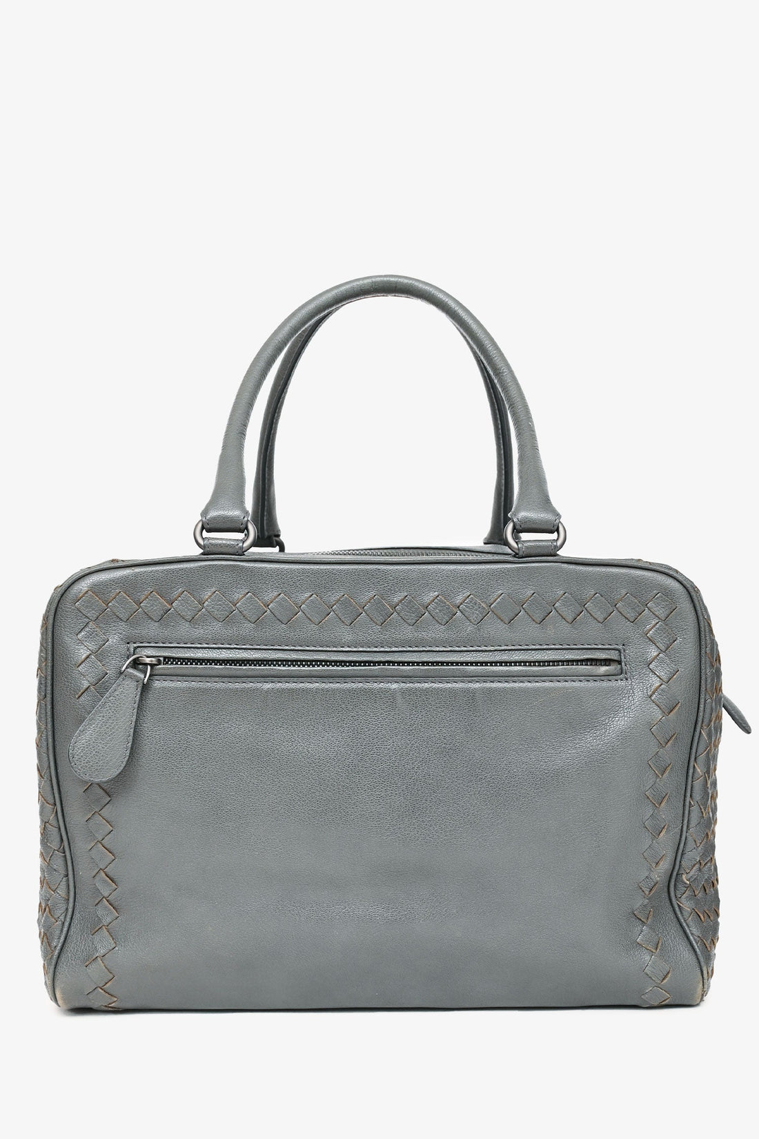 Bottega Veneta Grey IntrSSciato Leather Zip Bag