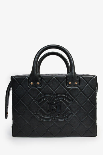 Chanel™ 2021+ Black Leather 'Coco Vault' Top Handle with Chain