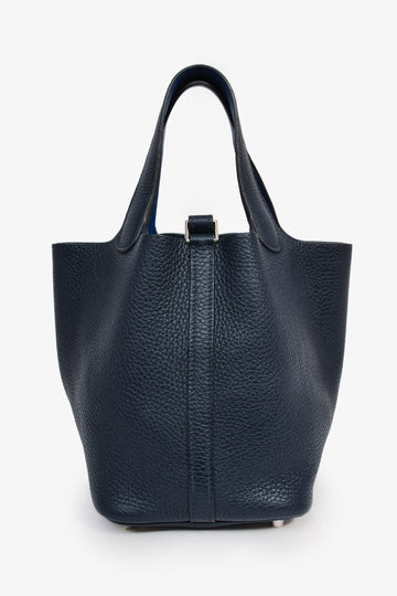 Hermes 2017 Navy Clemence Leather Picotin 18 (No Lock)