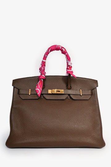 Hermès 2014 SpSSial Order Brown Clemence Leather Birkin 35