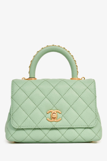 Chanel™ Green Caviar Mini Coco Top Handle with Strap