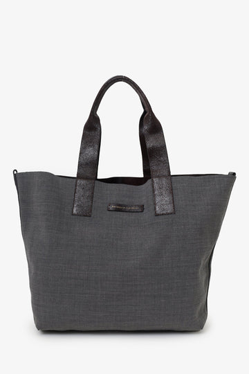 Brunello Cucinelli Grey/Brown Reversibile Monili Tote