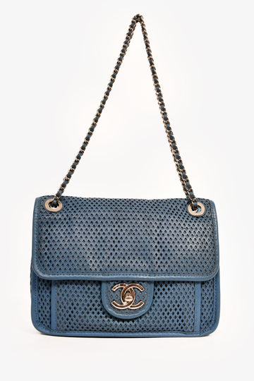 Chanel™ 2013C Blue Perforated 'Up In The Air' Small Front Flap Crossbody