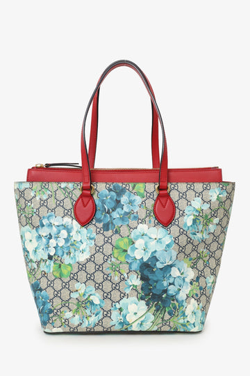 Gucci GG Supreme Monogram Blooms Medium Zip Tote