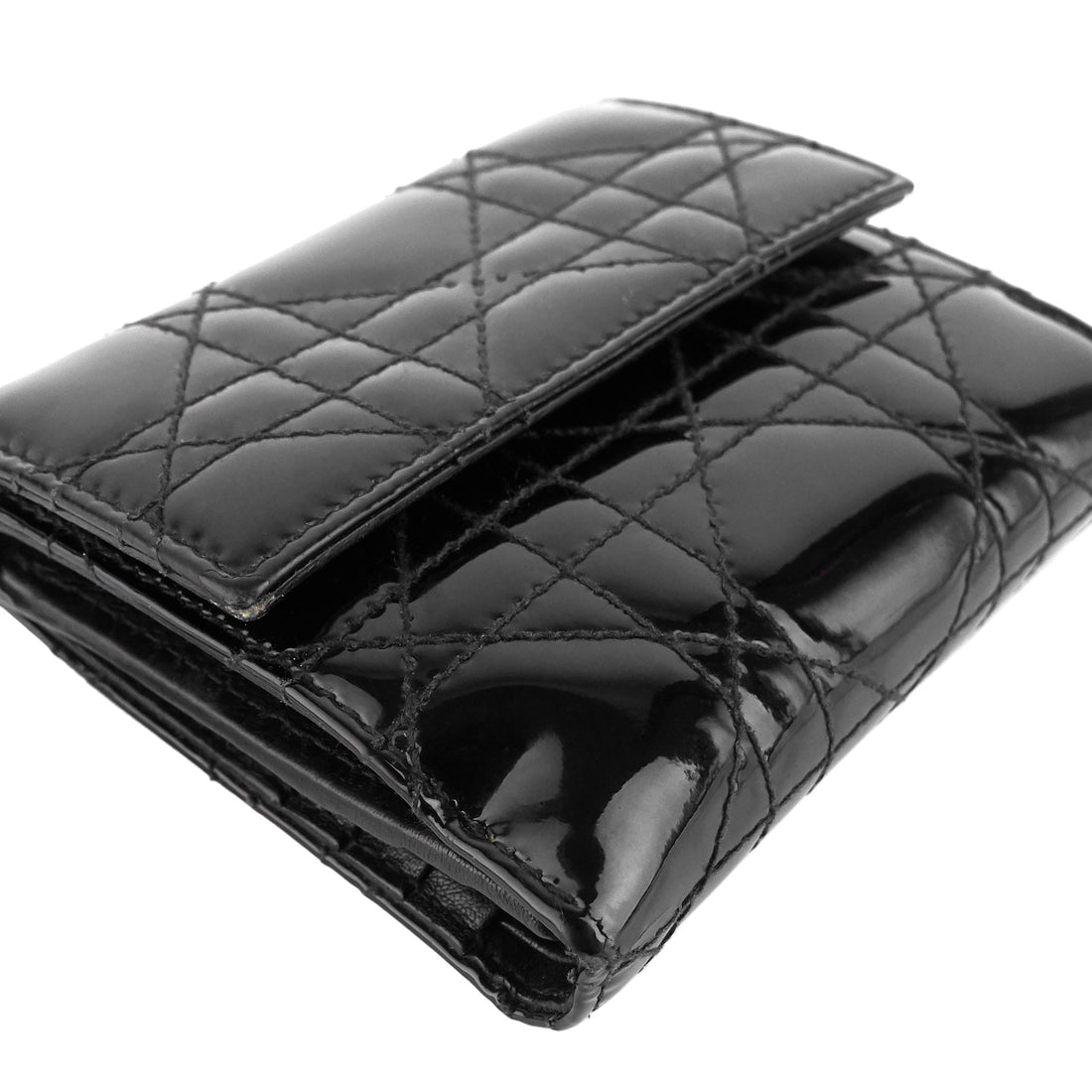 Patent Leather Cannage Quilted Wallet